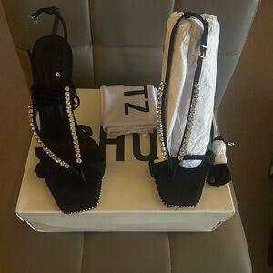SCHUTZ Black Heels with Silver Accents
